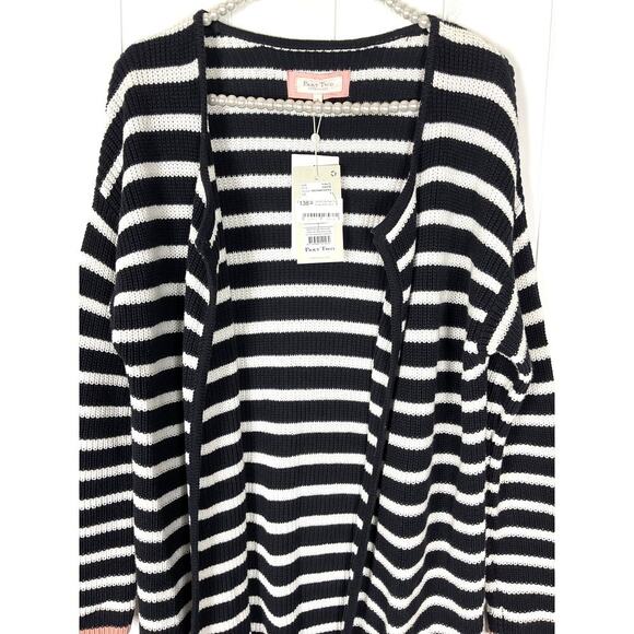 NWT Part Two Copenhagen Womens Navy and White Striped Duster Cardigan Size SM - Picture 3 of 6
